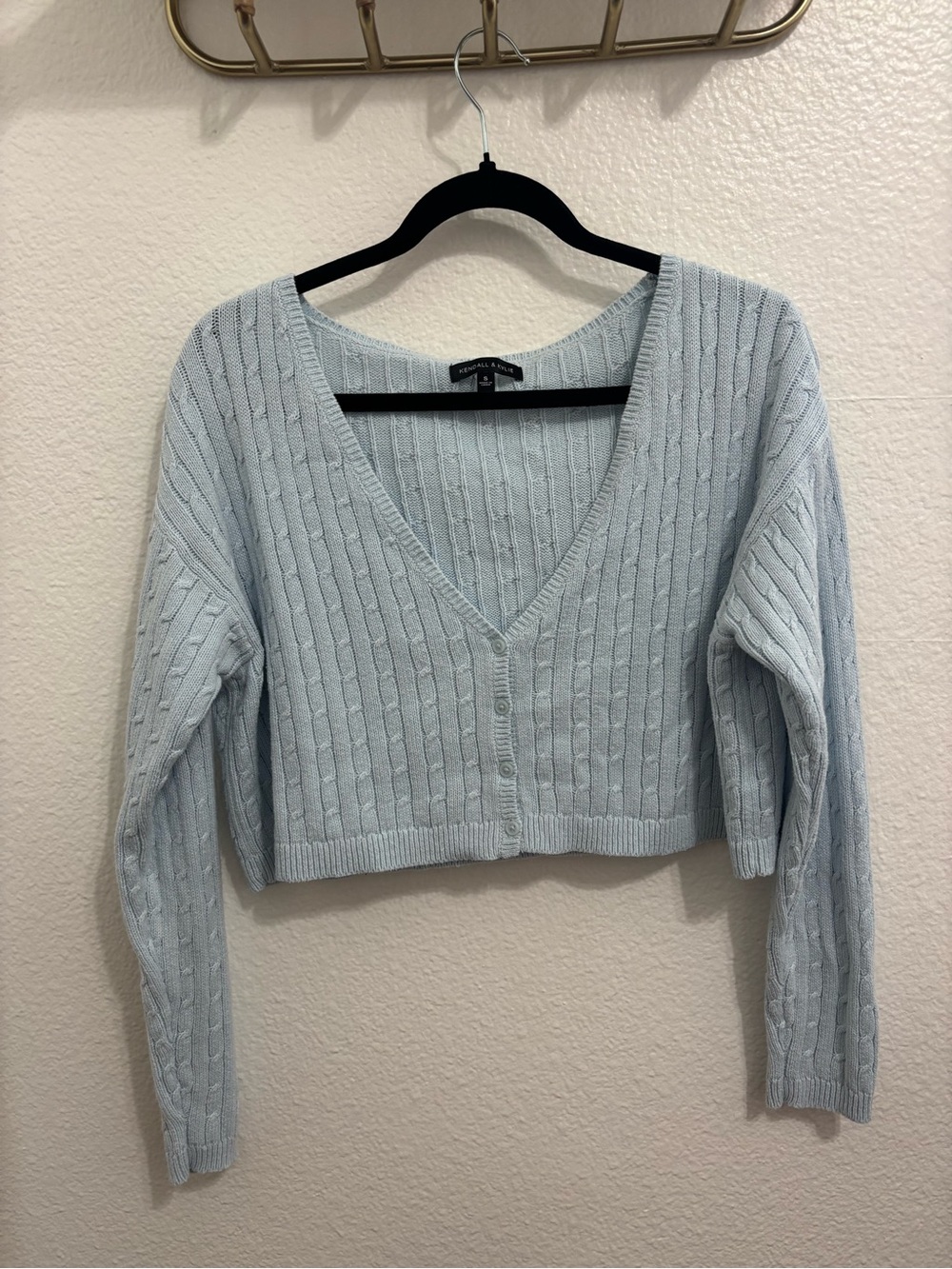 Kendall and Kylie Cropped Button Cardigan - Light Blue